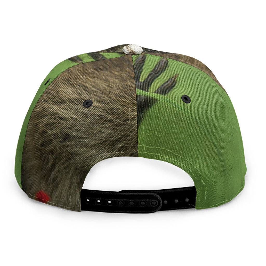 Raccoon And Flower Print Snapback Cap