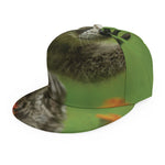 Raccoon And Flower Print Snapback Cap