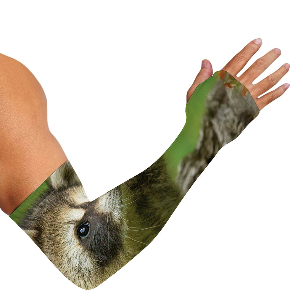 Raccoon And Flower Print Sun Protection Arm Sleeves