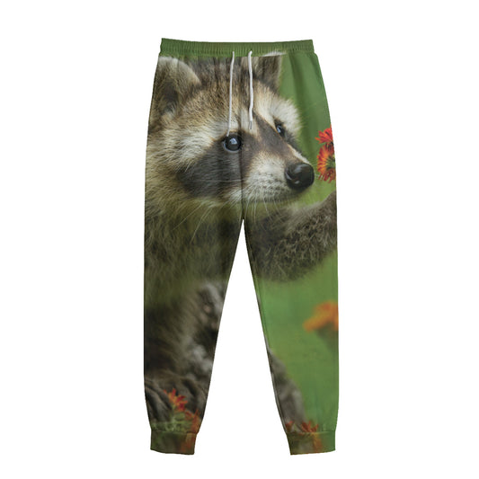 Raccoon And Flower Print Sweatpants