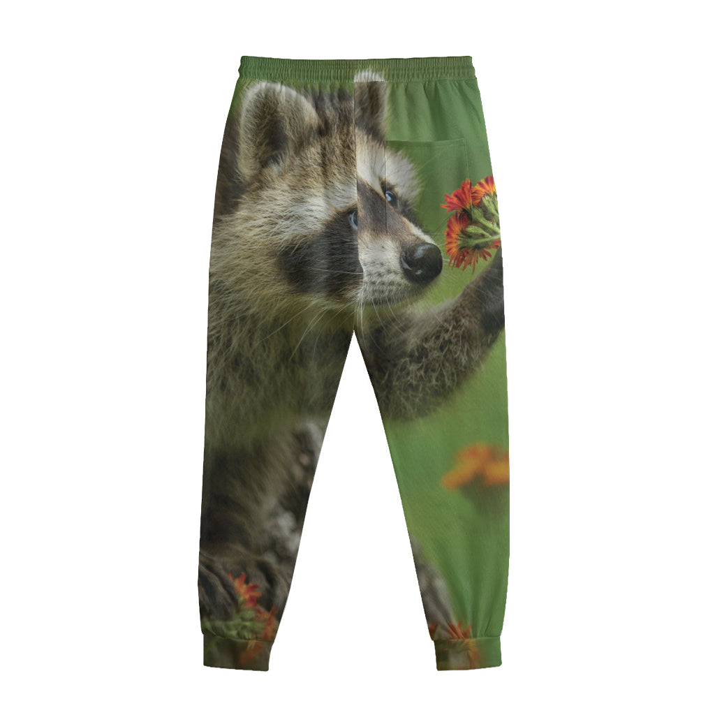 Raccoon And Flower Print Sweatpants