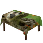 Raccoon And Flower Print Tablecloth