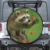 Raccoon And Flower Print Tire Cover