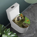 Raccoon And Flower Print Toilet Lid Cover