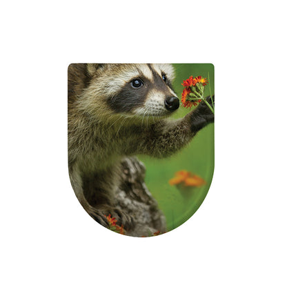 Raccoon And Flower Print Toilet Lid Cover