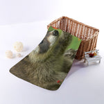 Raccoon And Flower Print Towel