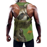 Raccoon And Flower Print Training Tank Top
