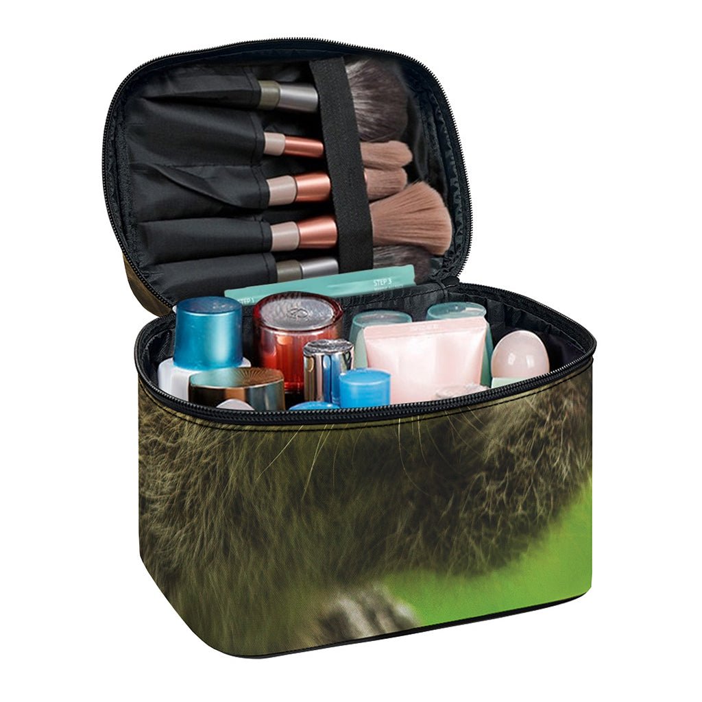 Raccoon And Flower Print Travel Makeup Bag
