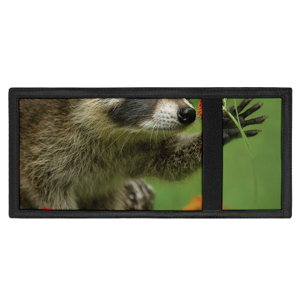 Raccoon And Flower Print Trifold Wallet