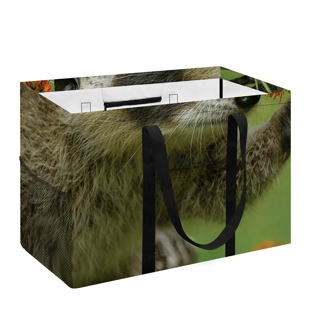 Raccoon And Flower Print Utility Tote Bag