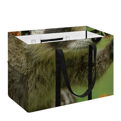Raccoon And Flower Print Utility Tote Bag