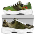 Raccoon And Flower Print White Chunky Shoes