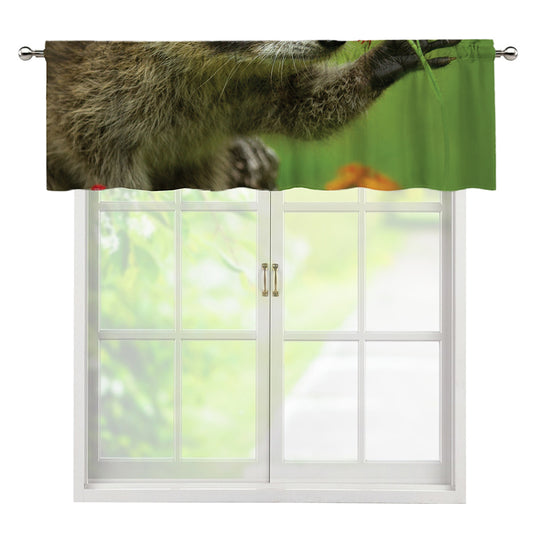 Raccoon And Flower Print Window Valance