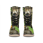 Raccoon And Flower Print Winter Boots