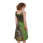 Raccoon And Flower Print Women's Sleeveless Dress