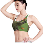 Raccoon And Flower Print Women's Sports Bra