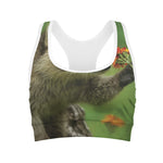 Raccoon And Flower Print Women's Sports Bra