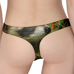 Raccoon And Flower Print Women's Thong