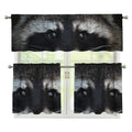 Raccoon Portrait Print 3 Piece Kitchen Curtains