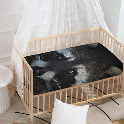 Raccoon Portrait Print Baby Crib Sheet