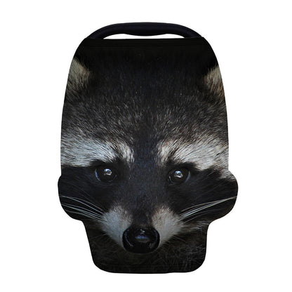 Raccoon Portrait Print Baby Seat Cover