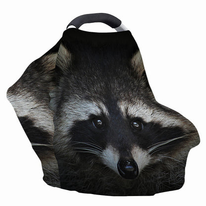 Raccoon Portrait Print Baby Seat Cover