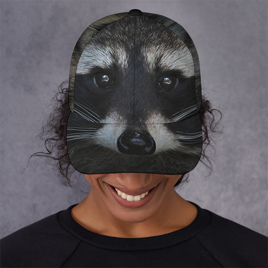 Raccoon Portrait Print Baseball Cap