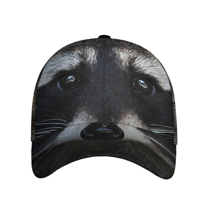 Raccoon Portrait Print Baseball Cap