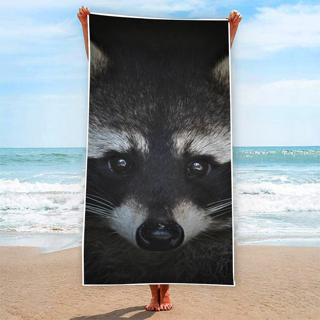 Raccoon Portrait Print Beach Towel
