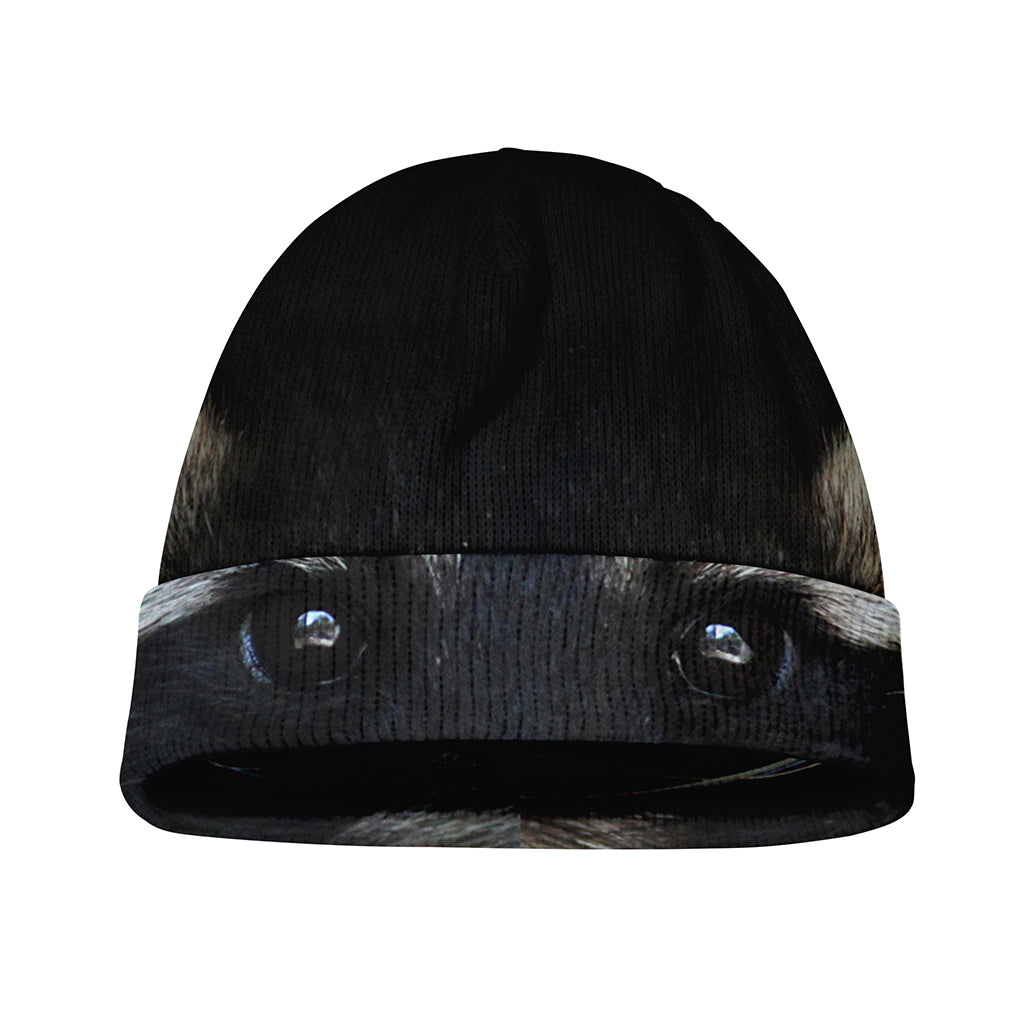 Raccoon Portrait Print Beanie