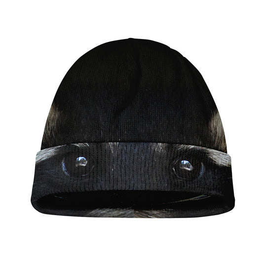 Raccoon Portrait Print Beanie