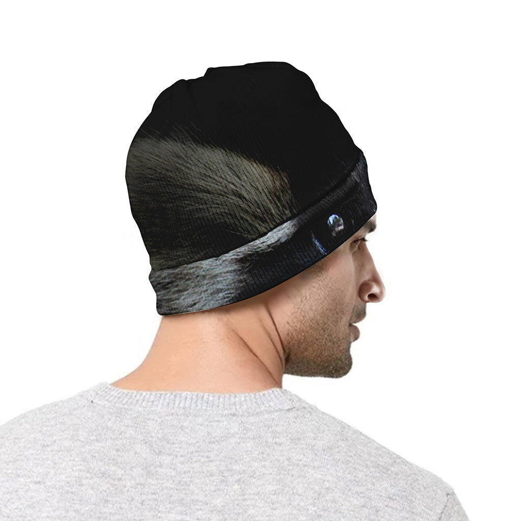 Raccoon Portrait Print Beanie