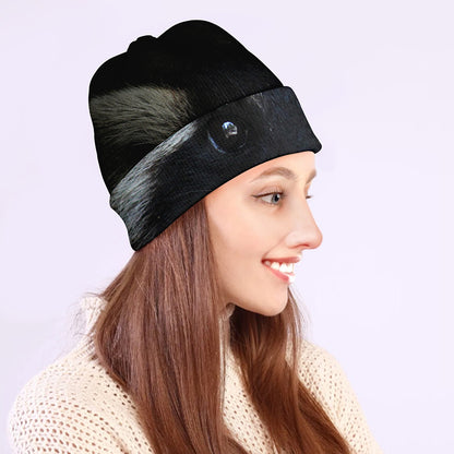 Raccoon Portrait Print Beanie