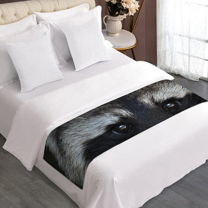 Raccoon Portrait Print Bed Runner