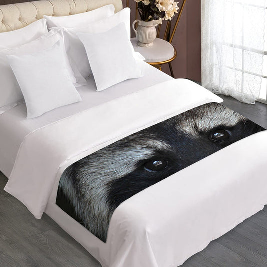 Raccoon Portrait Print Bed Runner
