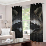 Raccoon Portrait Print Blackout Grommet Curtains