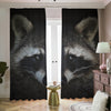 Raccoon Portrait Print Blackout Pencil Pleat Curtains