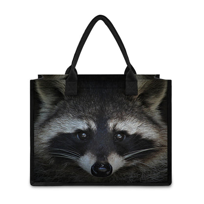 Raccoon Portrait Print Canvas Tote Bag