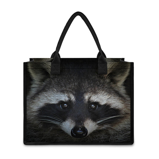 Raccoon Portrait Print Canvas Tote Bag