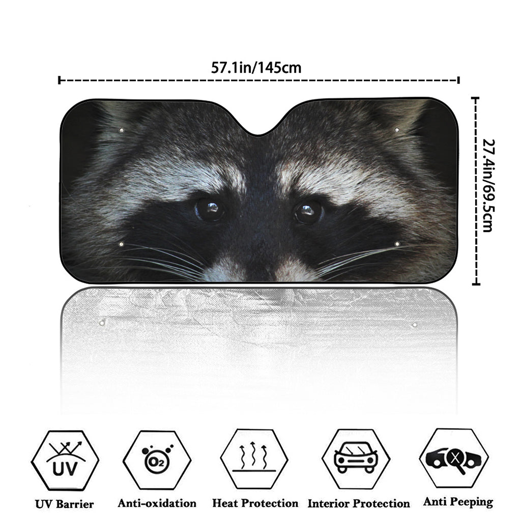 Raccoon Portrait Print Car Windshield Sun Shade