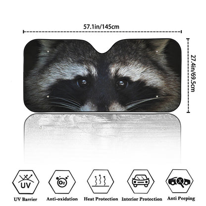Raccoon Portrait Print Car Windshield Sun Shade