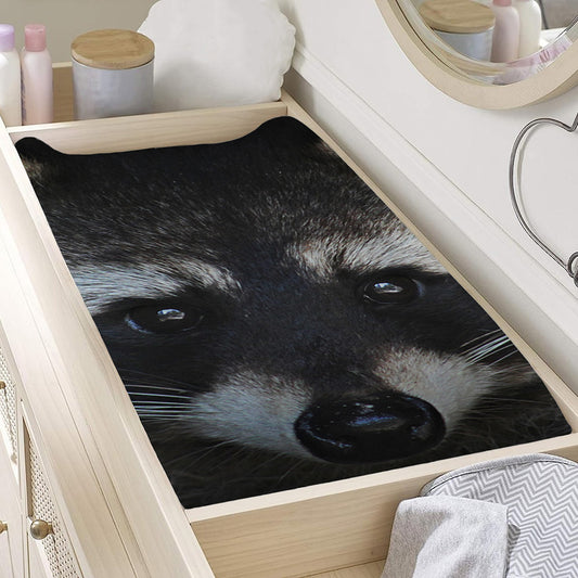 Raccoon Portrait Print Changing Pad Cover
