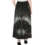 Raccoon Portrait Print Chiffon Maxi Skirt