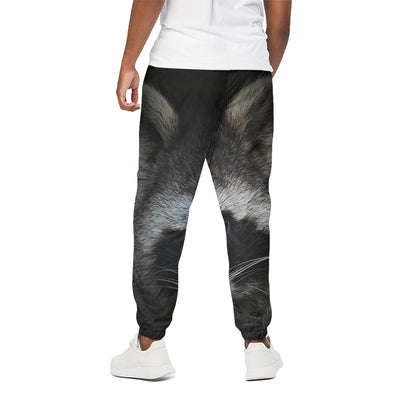 Raccoon Portrait Print Cotton Pants