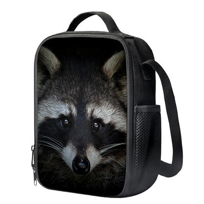 Raccoon Portrait Print Crossbody Lunch Bag