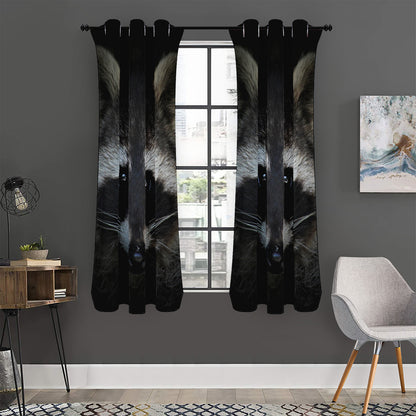 Raccoon Portrait Print Curtain