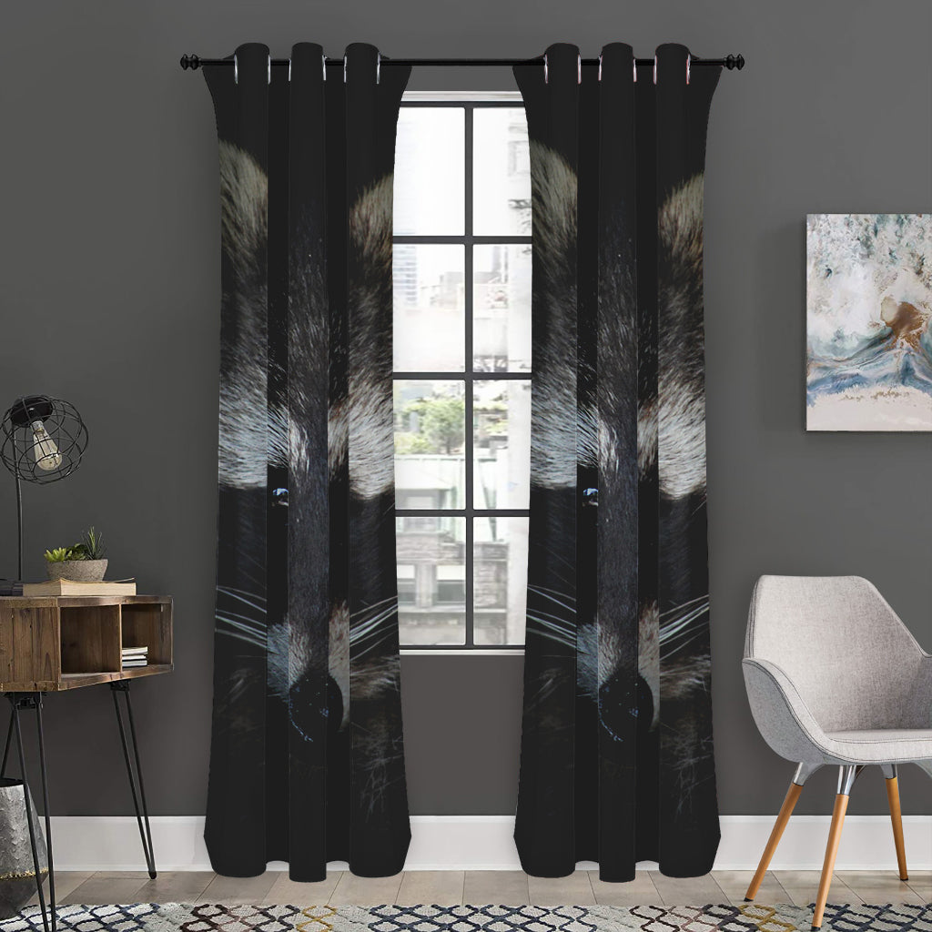 Raccoon Portrait Print Curtain