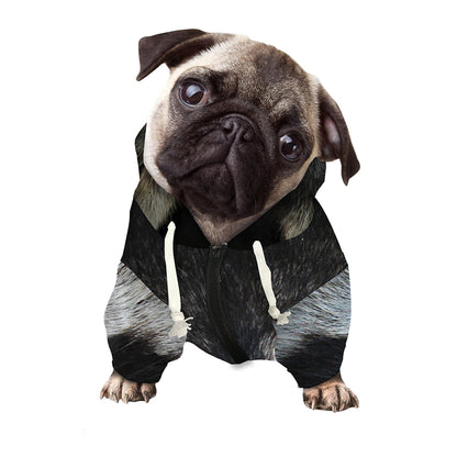 Raccoon Portrait Print Dog Zip Up Hoodie