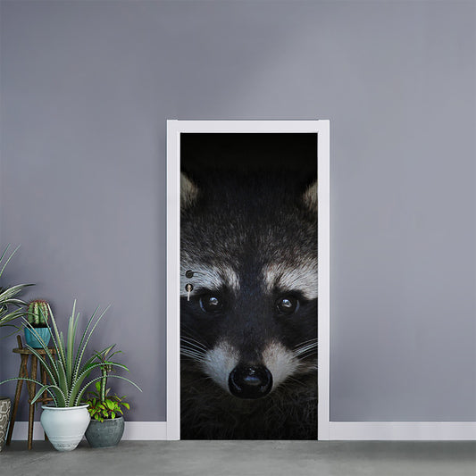 Raccoon Portrait Print Door Sticker