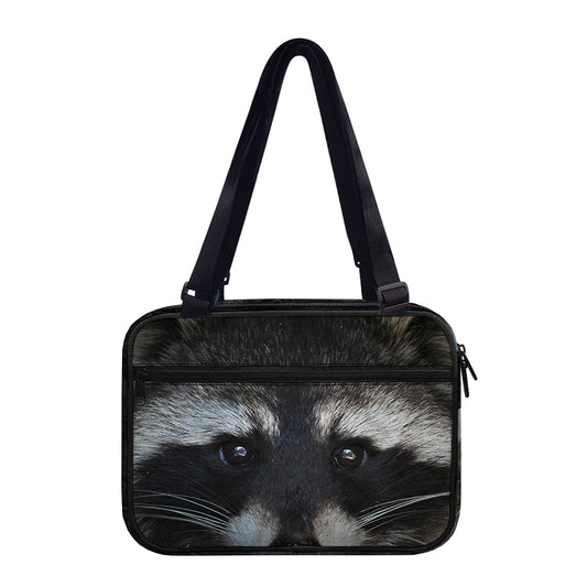 Raccoon Portrait Print Double Strap Bible Bag